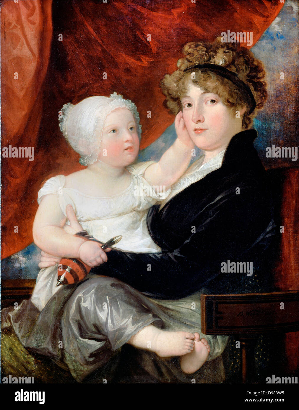 Benjamin West, Mrs Benjamin West II with her son Benjamin West III 1805 Oil on canvas. Dulwich Picture Gallery, London. Stock Photo