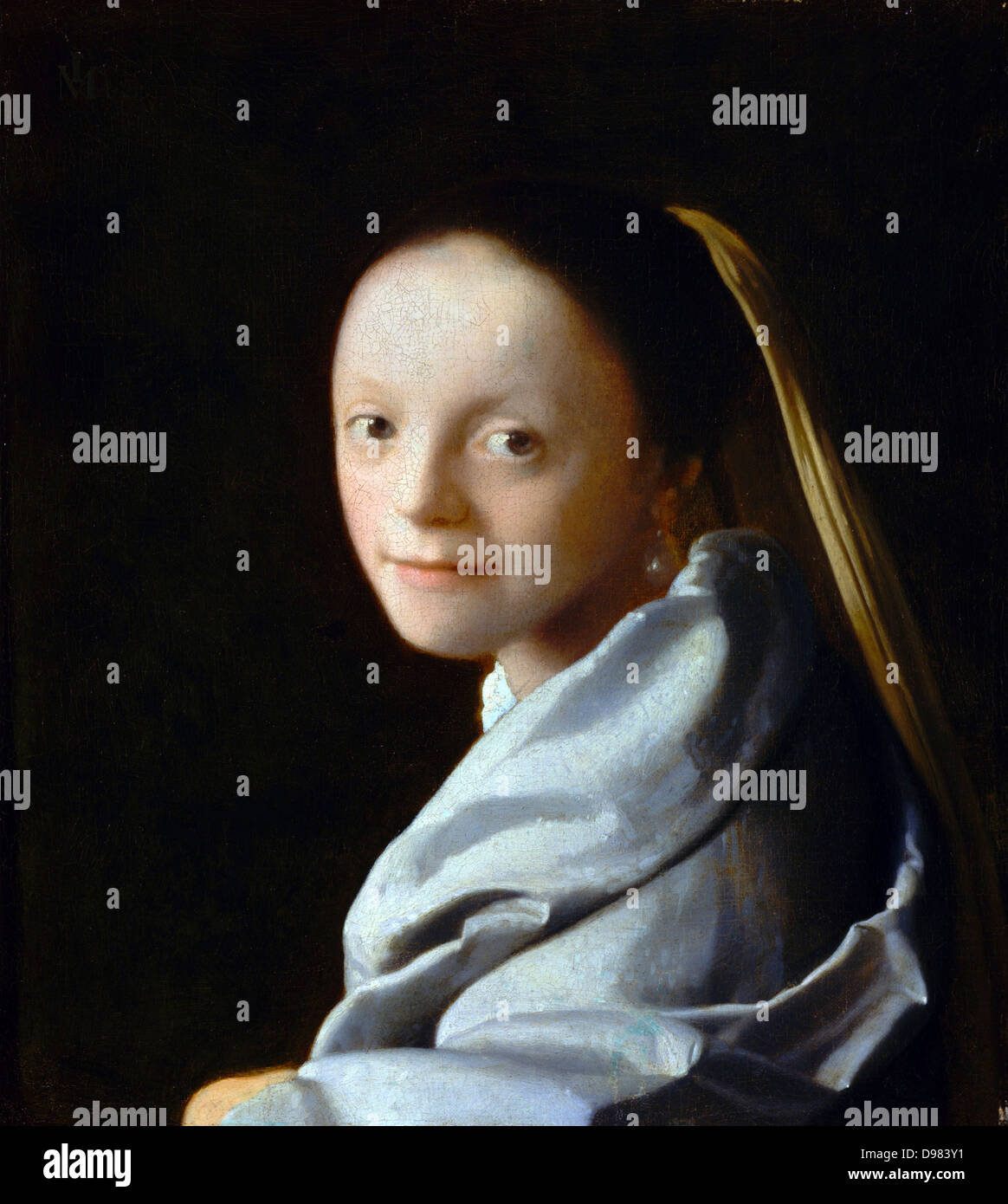 Johannes Vermeer, Portrait of a Young Woman 1665-1667 Oil on canvas. Metropolitan Museum of Art, New York City, USA. Stock Photo