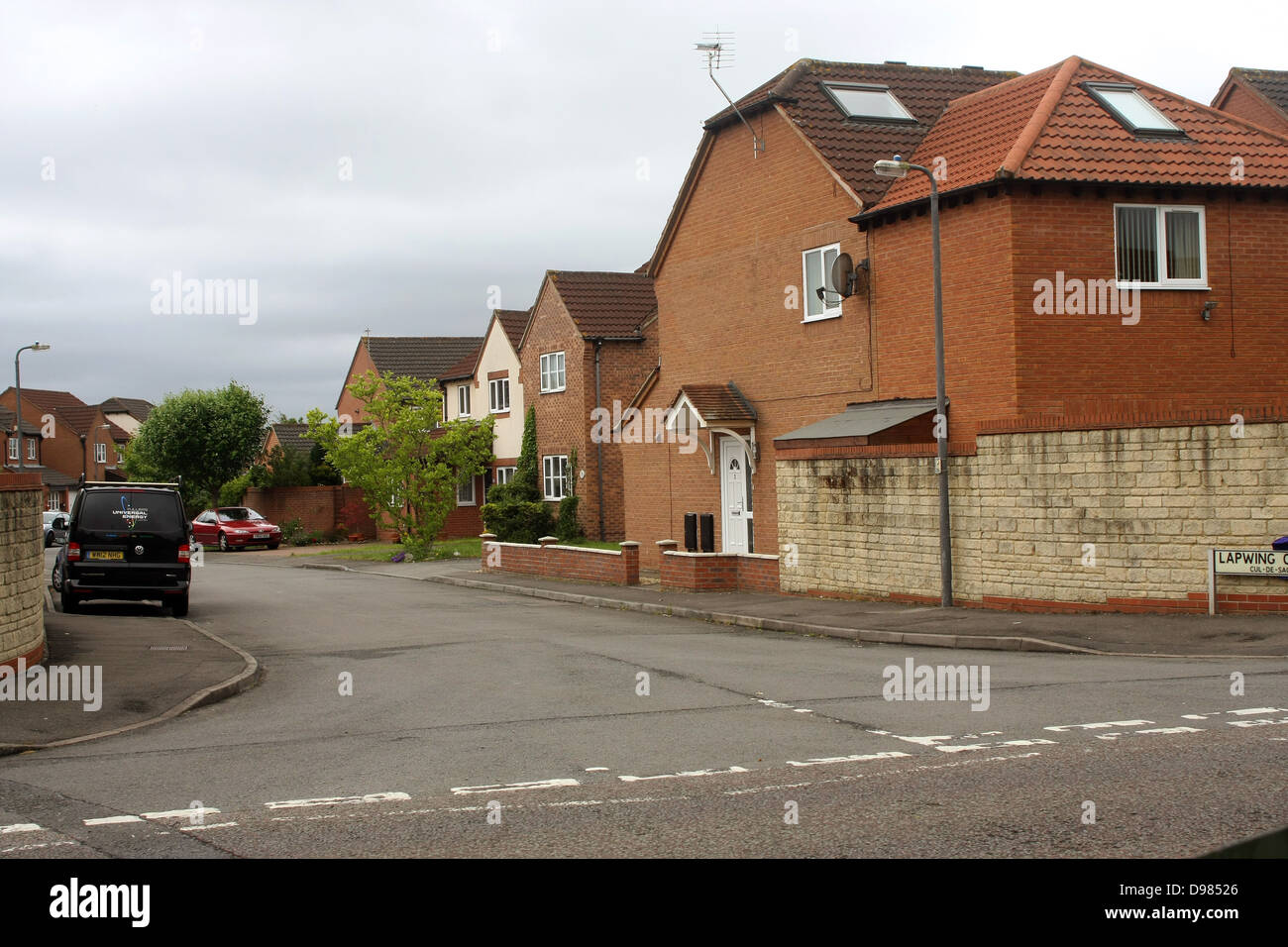 Generic entrance to an English typical housing estate, Bradley Stoke, Bristol, June 2013 Stock