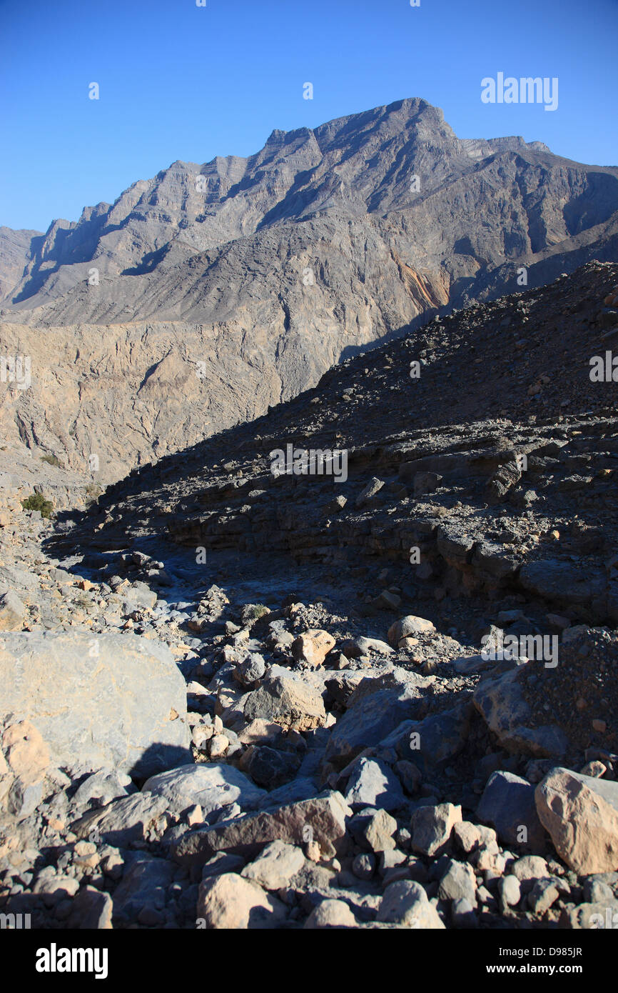 Scenery in the Jebel Harim area, in the granny's niches enclave of Musandam, Oman Stock Photo