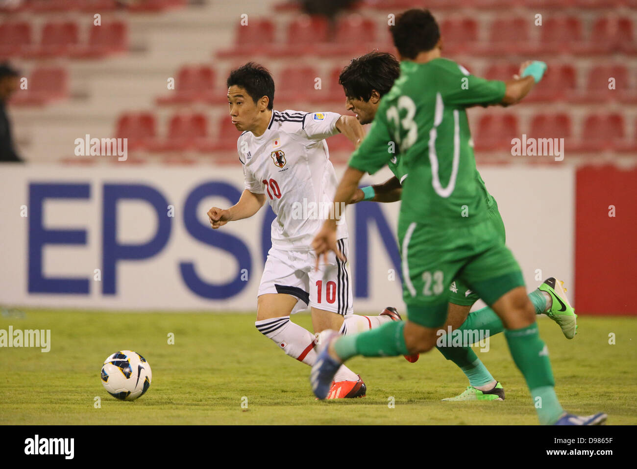 Shinji Kagawa (JPN),  JUNE 11, 2013 - Football / Soccer :  FIFA World Cup Brazil 2014 Asian Qualifier  Final Round Group B  between Iraq 0-1 Japan  at Al-Arabi Stadium, Doha, Qatar.  (Photo by YUTAKA/AFLO SPORT) Stock Photo