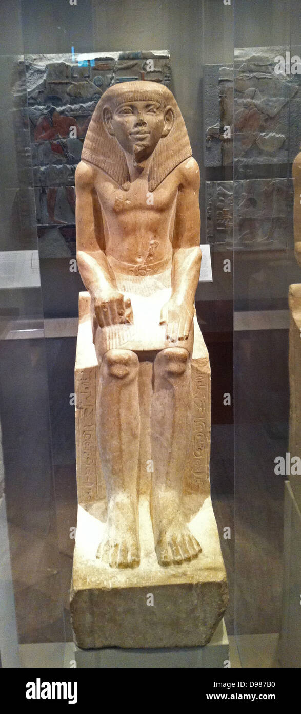 Limestone statue of a steward called Sehetpibreankh. 12th dynasty, Egyptian from the reign of Amememhat II circa 1919-1885 BC Stock Photo