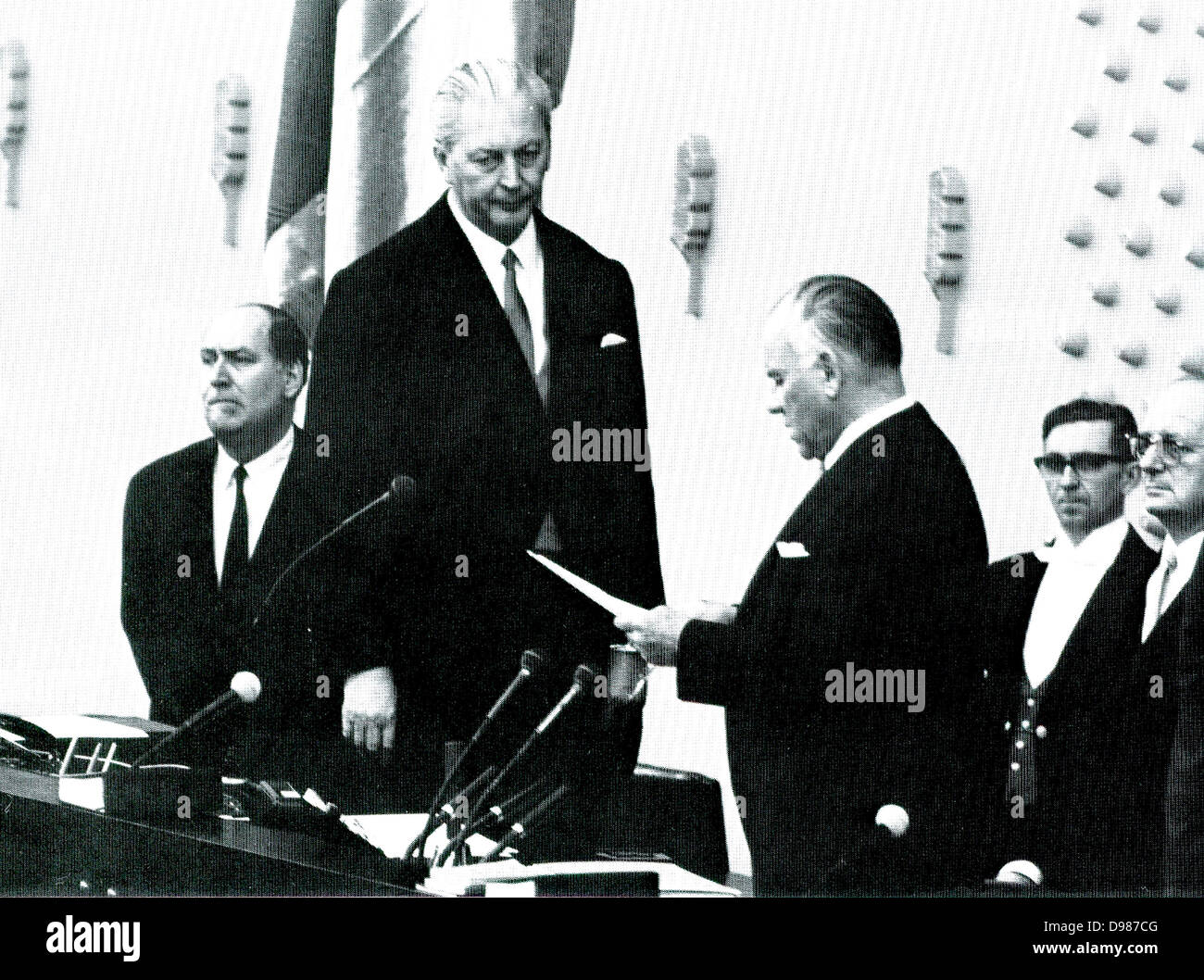 Kurt Georg Kiesinger (1904-1988) sworn in as West German Chancellor (1966-1969). Stock Photo