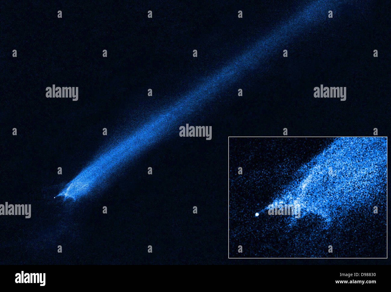 Asteroid Collision In Asteroid Belt P/2010 A2. 2010 two asteroids collided in the asteroid belt between Mars and Jupiter. The object was discovered and named P/2010 A2 January 6, 2010 in the asteroid belt.image obtained with Hubble Space Telescope Stock Photo