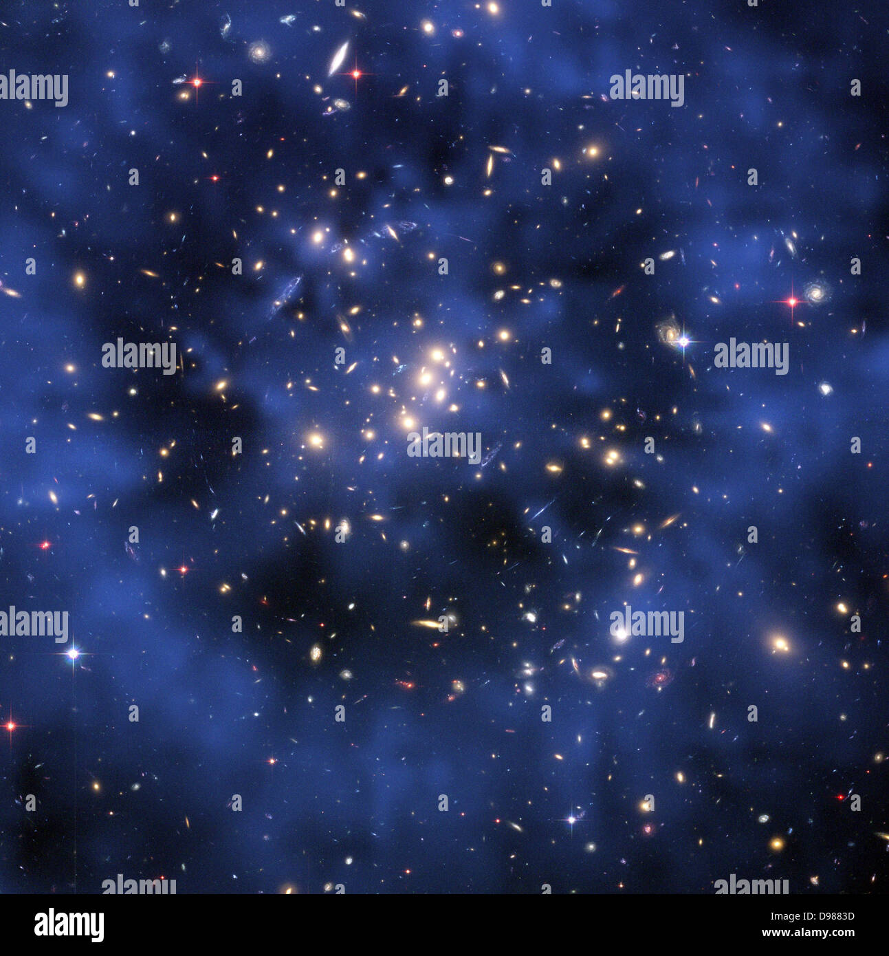 Hubble composite image showing the ring of dark matter in the galaxy cluster Cl 0024+17. The ring-like structure is evident in Stock Photo
