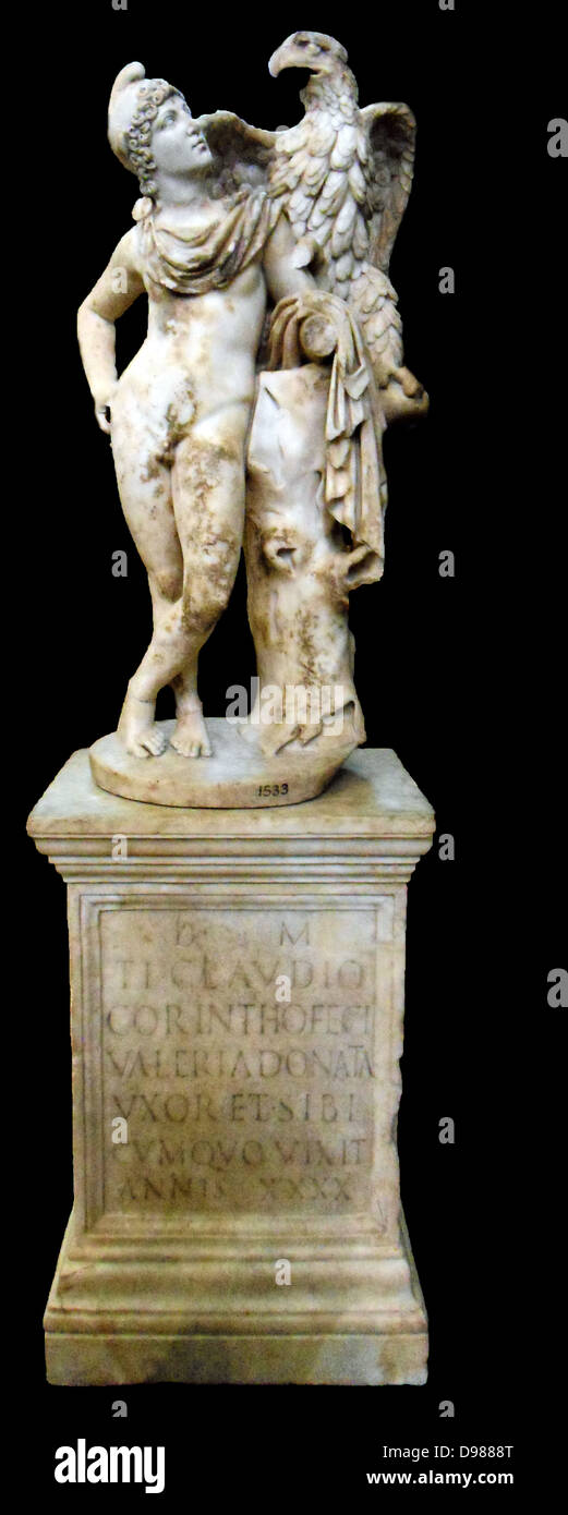 Statue of Ganymede (favourite of Zeus from Italy. Found on a Roman Funerary altar in1713 Stock Photo