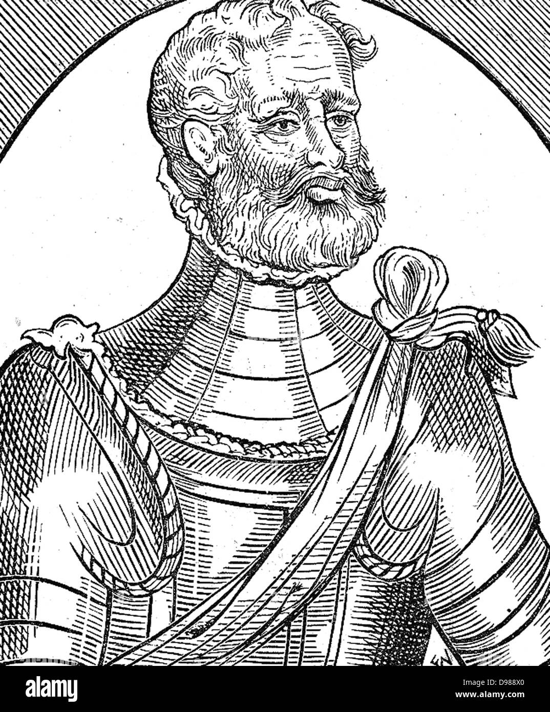 A Martialist. Wodcut from George Whetstone 'Honourable Reputation of a Soldier' (1585) Stock Photo