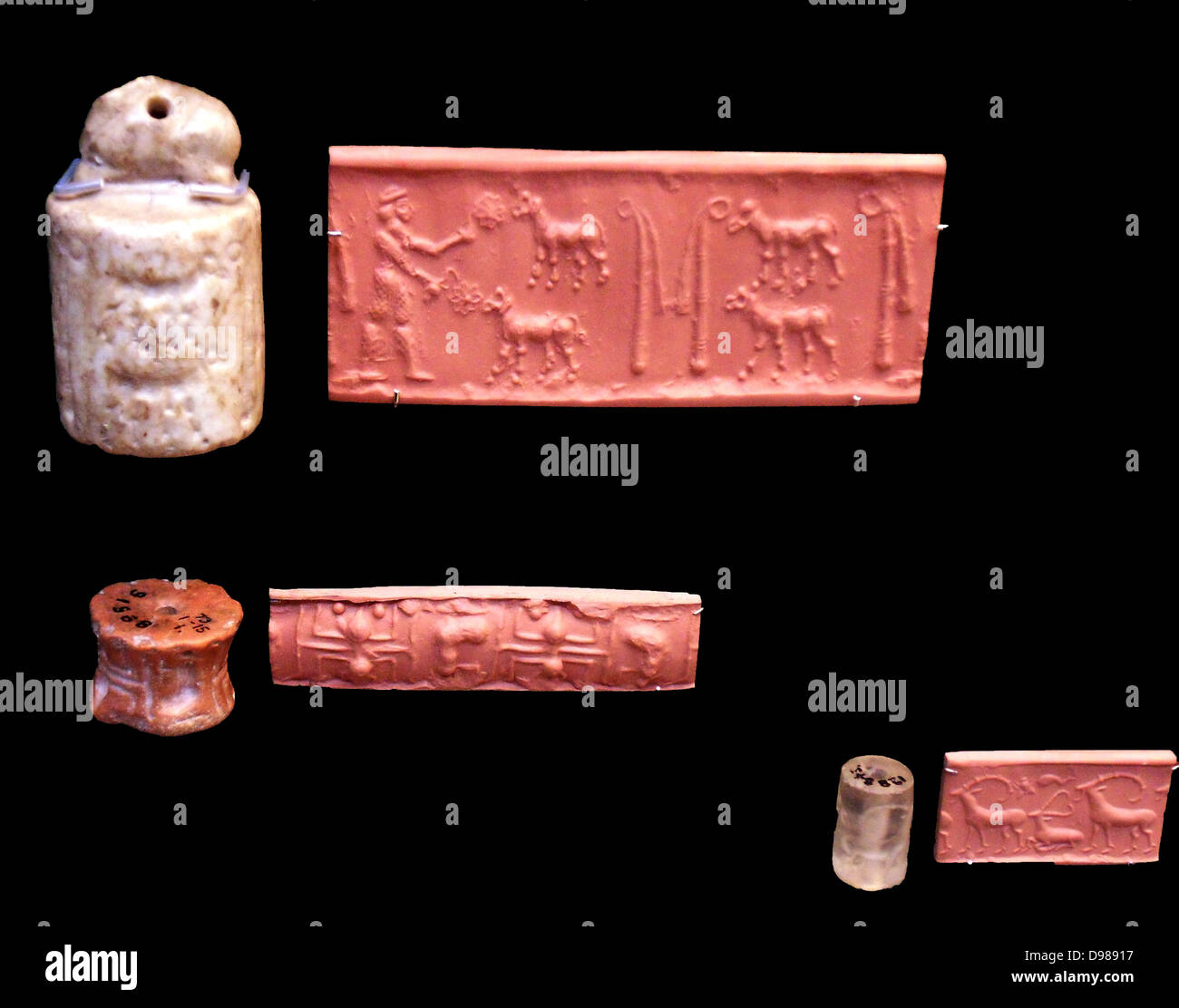 Cylinder seals from messopotamia, Uruk 3300-3000 BC Stock Photo