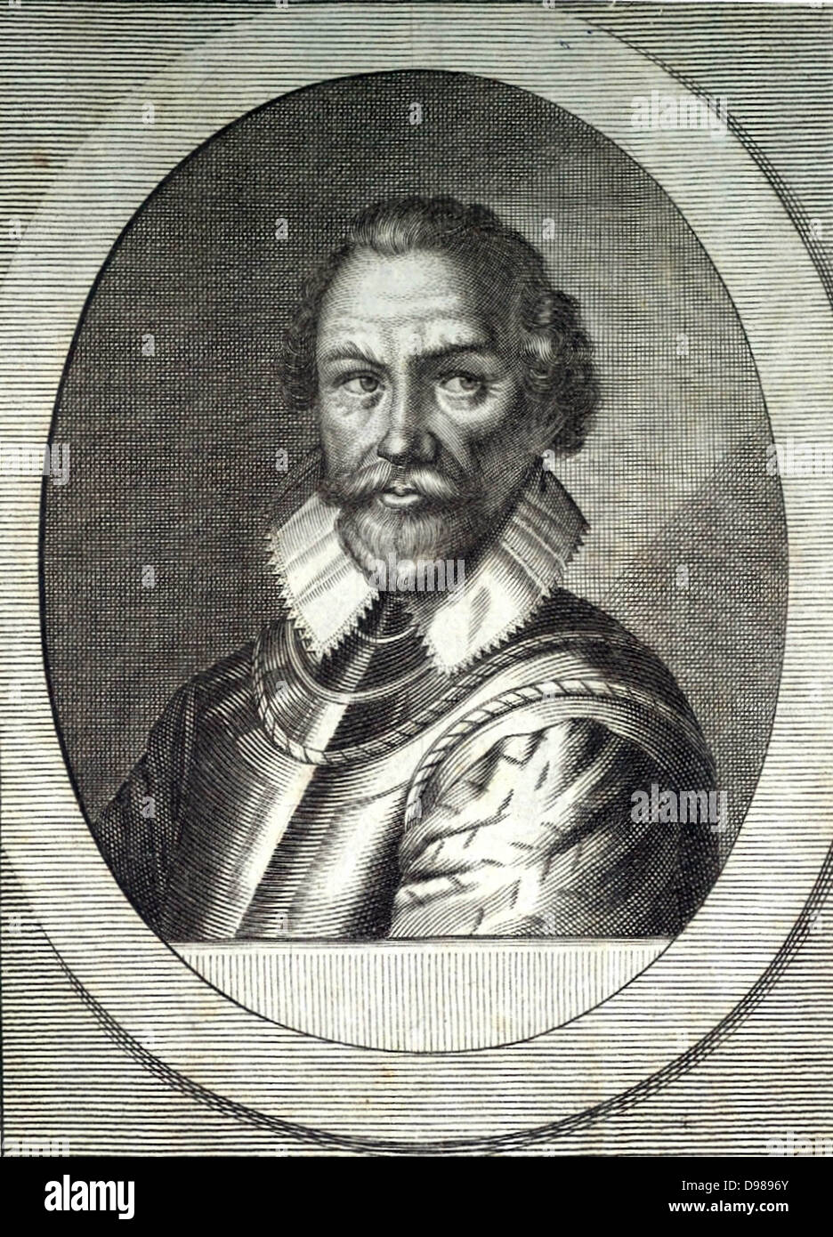 Martin Frobisher (1535-1594) English explorer and navigator. In 1576 led an expedition in search of the Northwest Passage. Engraving by Michiel van der Gucht (1660-1725) for Clarendon's 'History'. Stock Photo