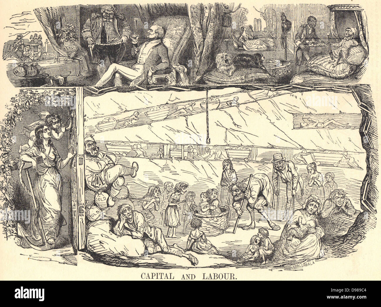 Capital and Labour': Cartoon from 'Punch', London, 1843, in response to Richard Horne's report of child employment. In coal