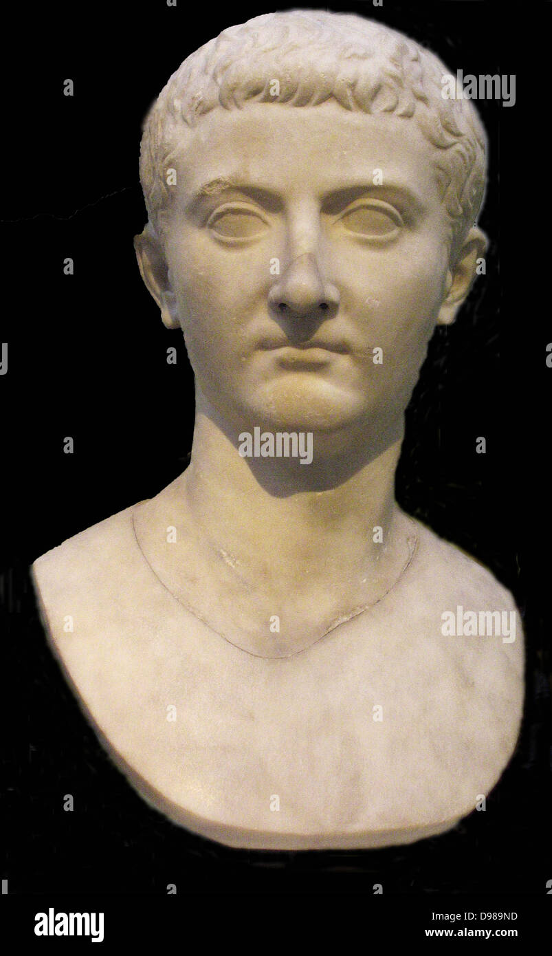 Marble head of the emperor Tiberius (42BCAD 37) from Italy. Second
