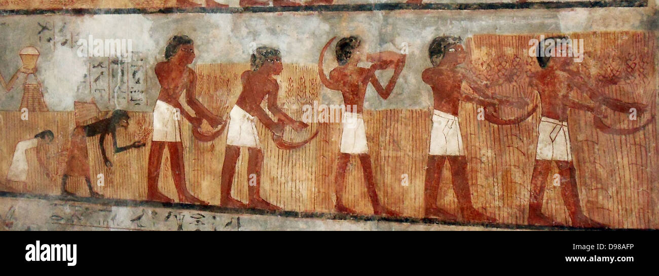 Paintings from the tomb of Unsu, Ancient Egypt Stock Photo