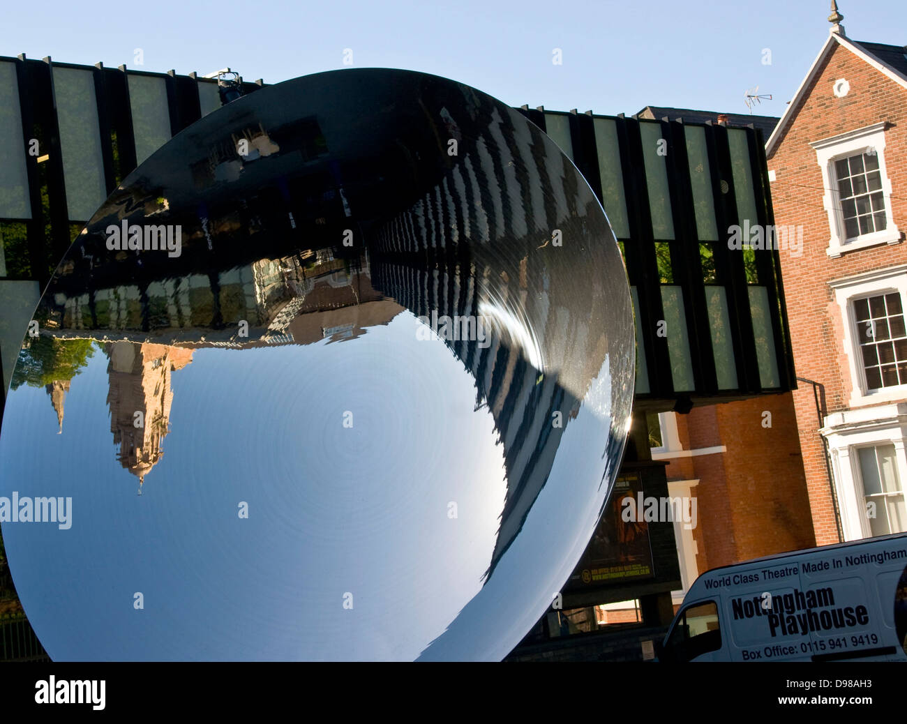 Sky Mirror by Anish Kapoor at Nottingham Playhouse Wellington Circus Nottinghamshire England Europe Stock Photo