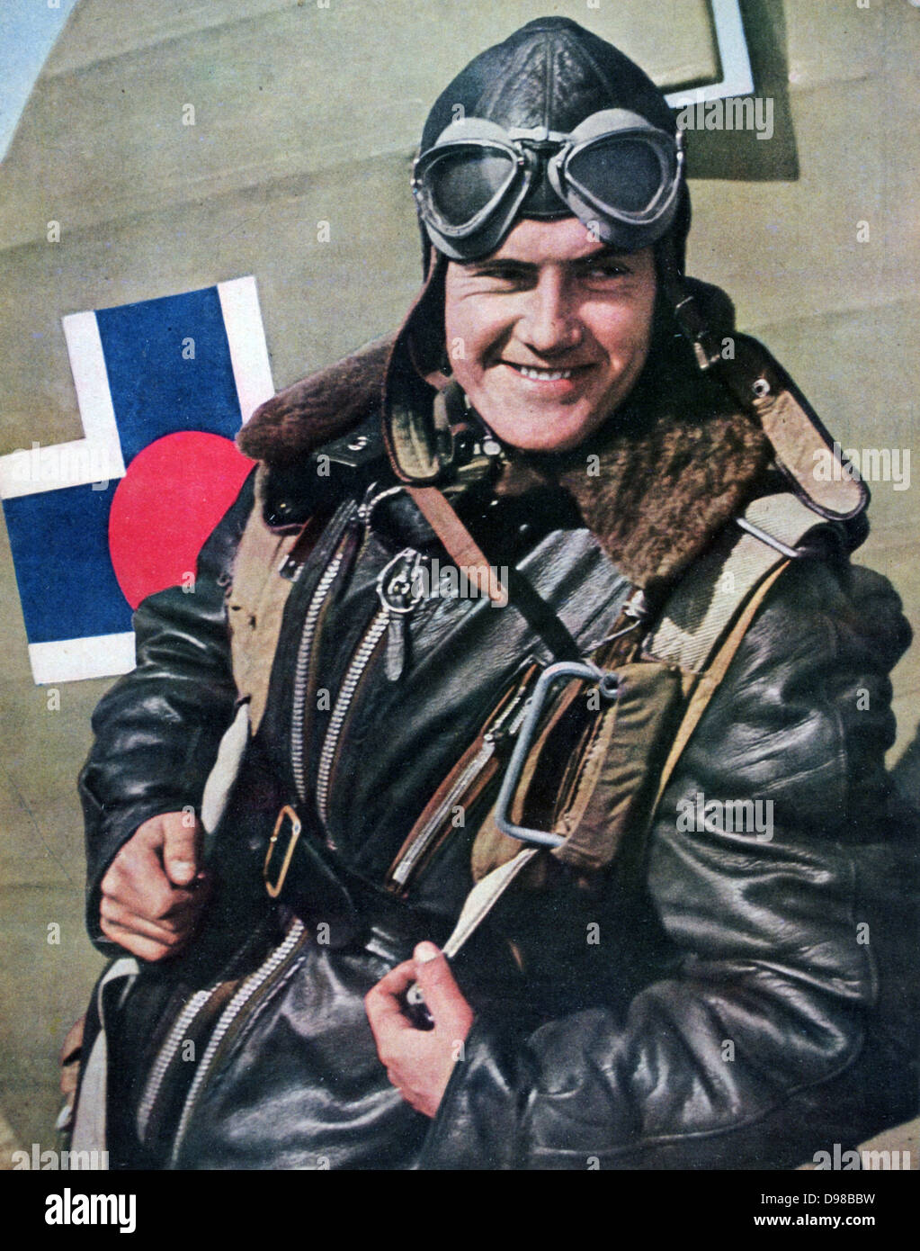 World War II 1939-1945: Slovakian pilot serving with the German air force. From 'Signal', August 1942, German propaganda magazine produced by the Wehrmacht. Stock Photo