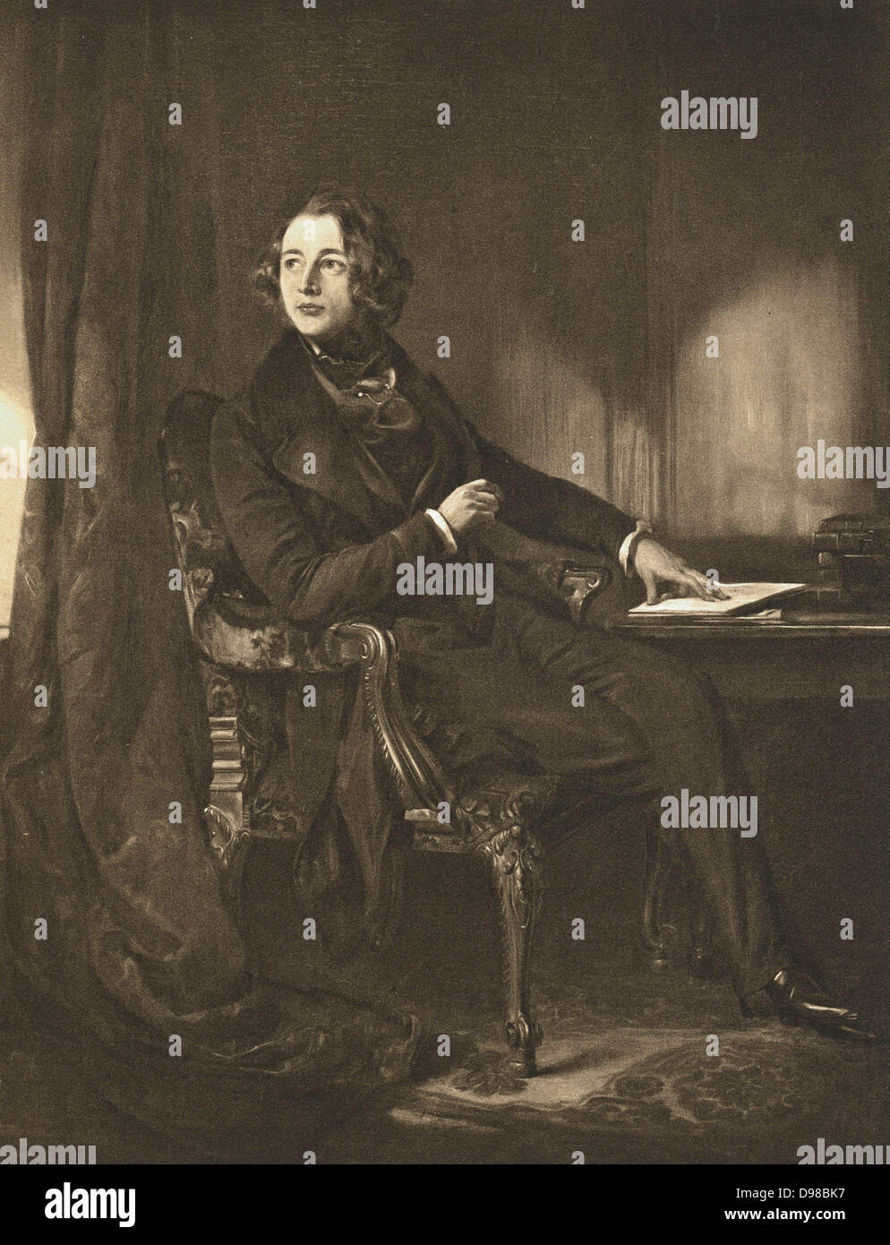 Charles Dickens (1812-70) English novelist and journalist, as a young man. Lithograph. Stock Photo