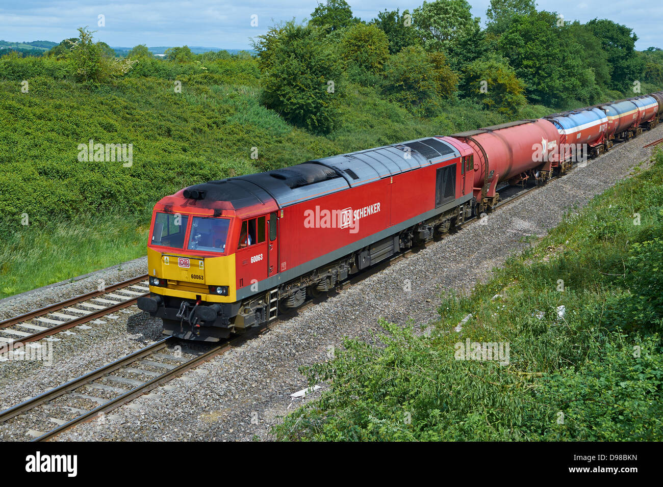 Murco fuel train passing thro'  Haresfield Gloucestershire Stock Photo