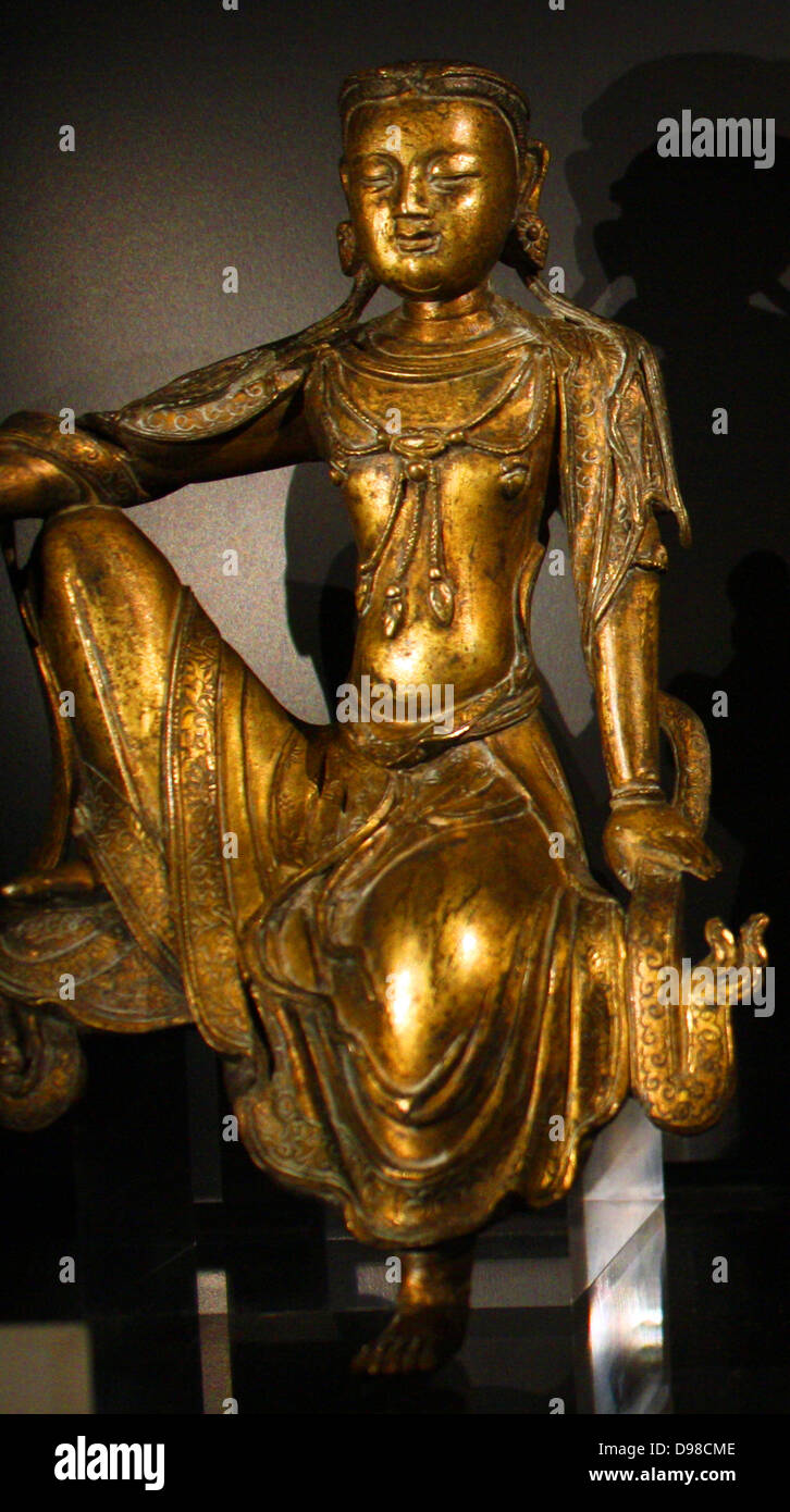 Seated bodhisattva, gilt bronze, song dynasty 1150-1250. Stock Photo