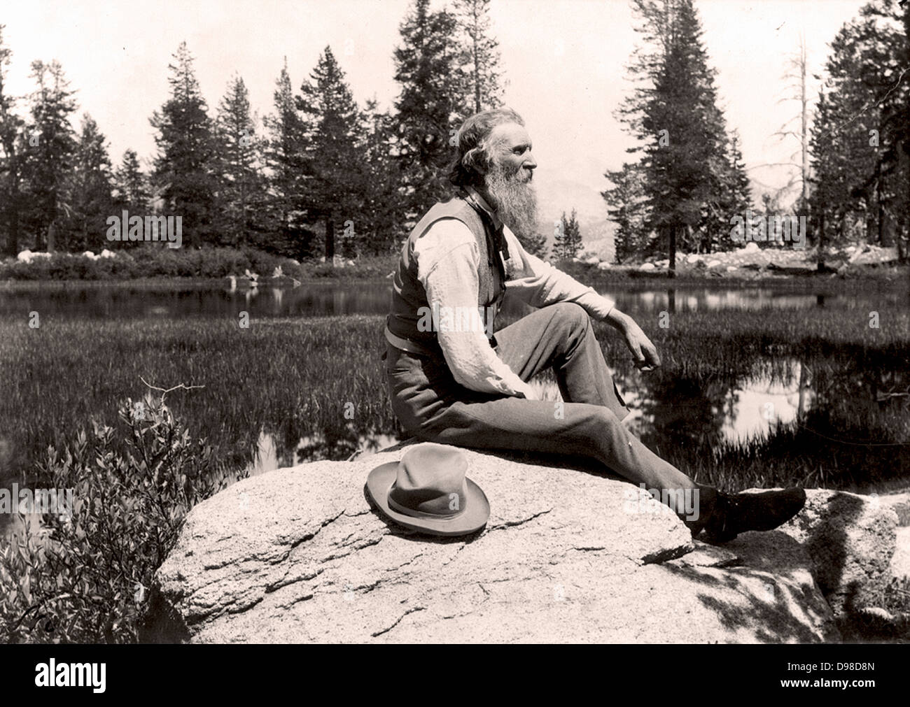 John Muir (1838-1914) Scottish-born American naturalist, engineer, writer and pioneer of conservation. Campaigned for preservation of US wilderness including Yosemite Valley and Sequoia National Park. Founder of The Sierra Club. Photograph. Stock Photo