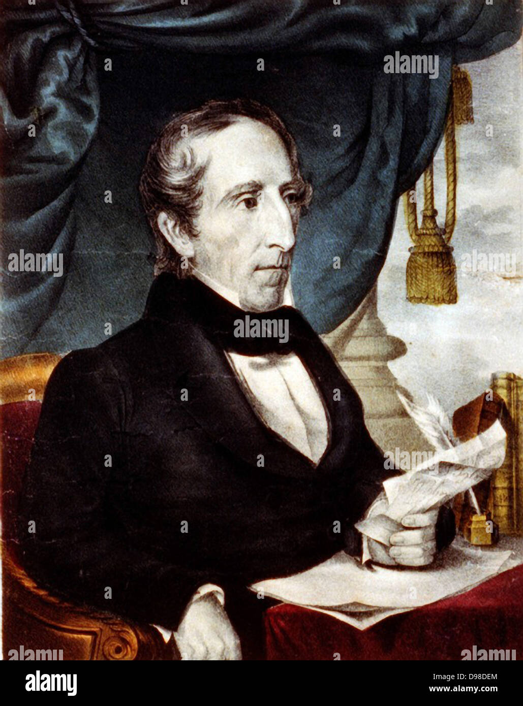 John Tyler (1790-1862) 10th President of the United States of America 1841-1845. The Annexation of Mexico took place during his administration. Currier & Ives lithograph portrait of Tyler seated at desk. Stock Photo
