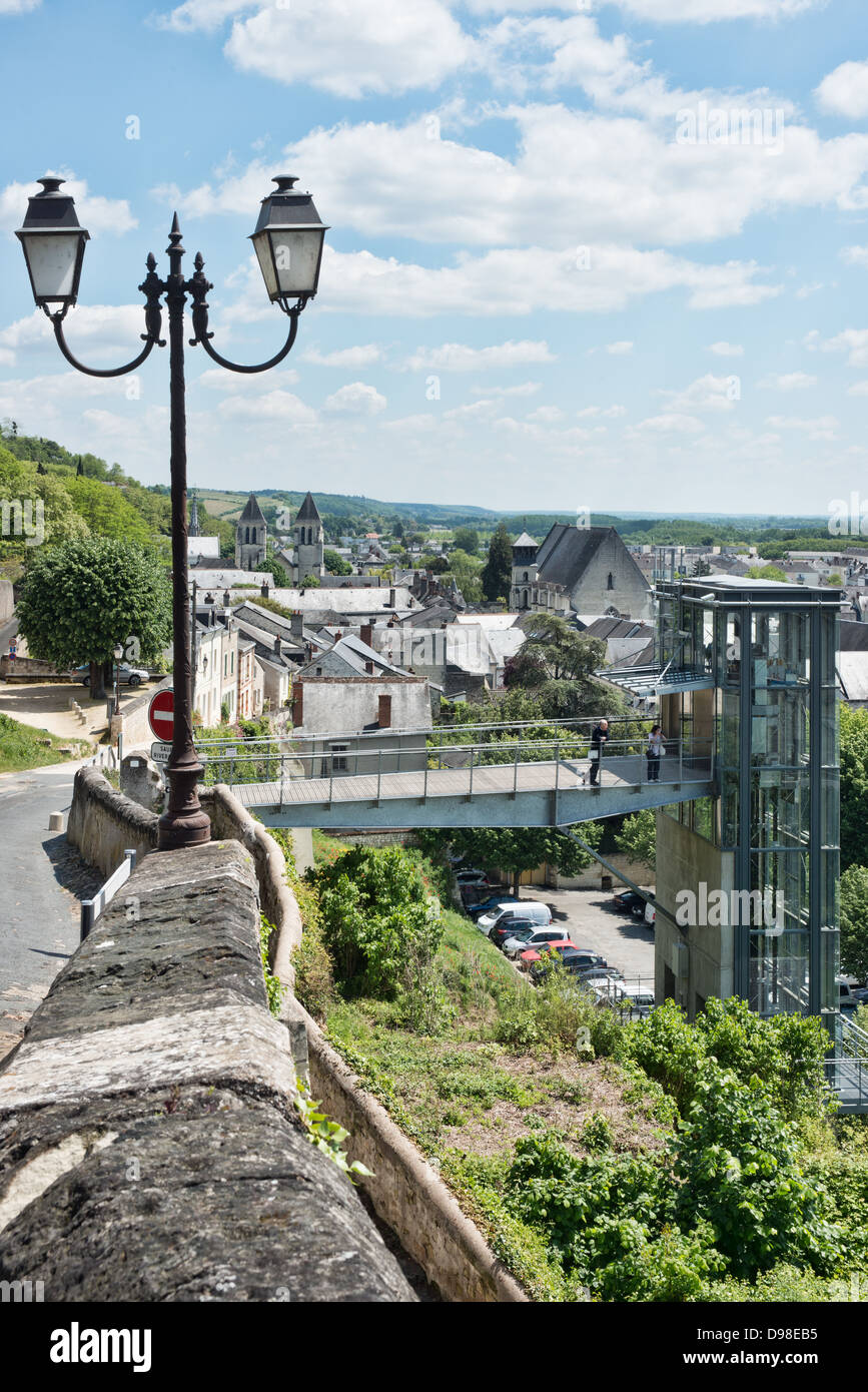 The public elevator connecting Château Chinon with the town below Stock Photo
