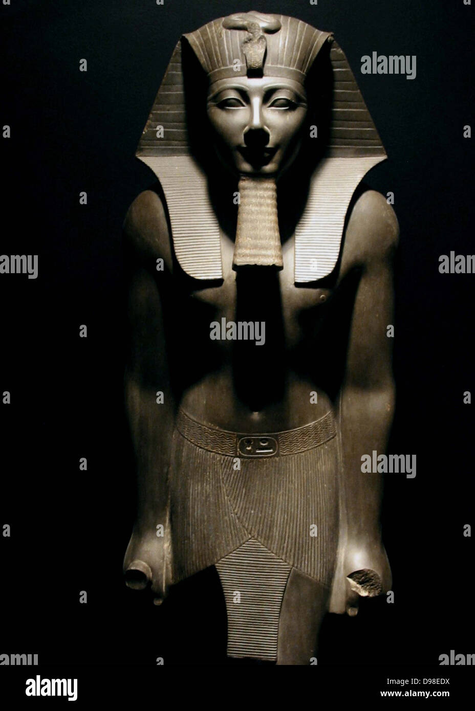 Thutmose III or Tuthmosis III. King of Egypt Basalt statue, Luxor Museum. As sixth Pharaoh of the Eighteenth Dynasty he was also co-regent with his aunt, Hatshepsut. he reigned 1479 BC to 1425 BC. Stock Photo