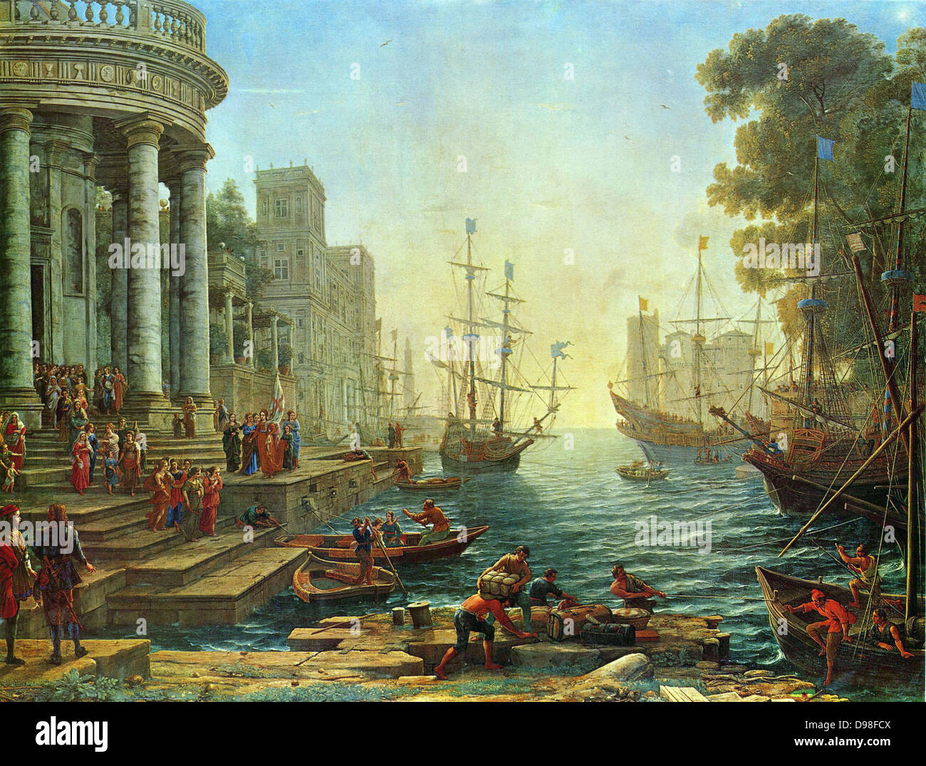 Claude Lorrain 'Seaport' with the Embarkation of Saint Ursula Painted by Claude Lorraine, French painter (1600 - 1682). Stock Photo