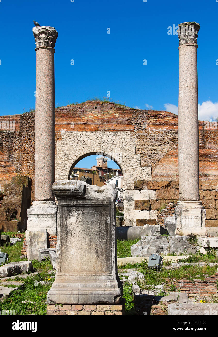 columns and ruins of Basilica Aemilia (Basilica Emilia) in the Roman ...