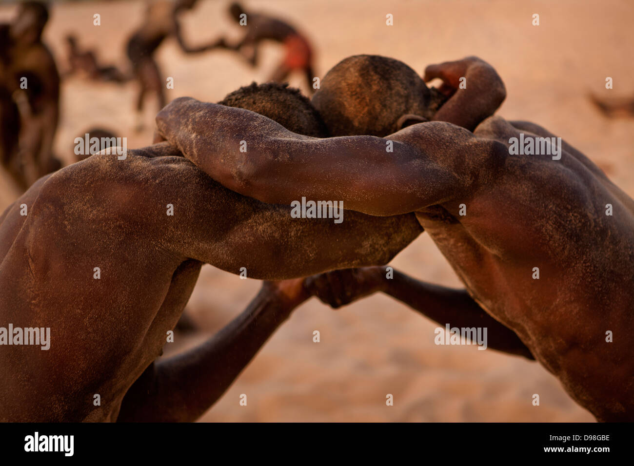Senegalese traditional wrestling, Dionewar Senegal Stock Photo