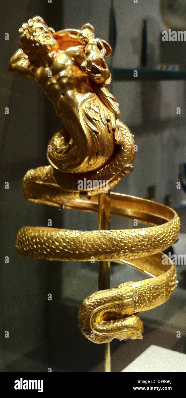 Pair of gold armbands.  Greek ca. 200 B.C. Stock Photo