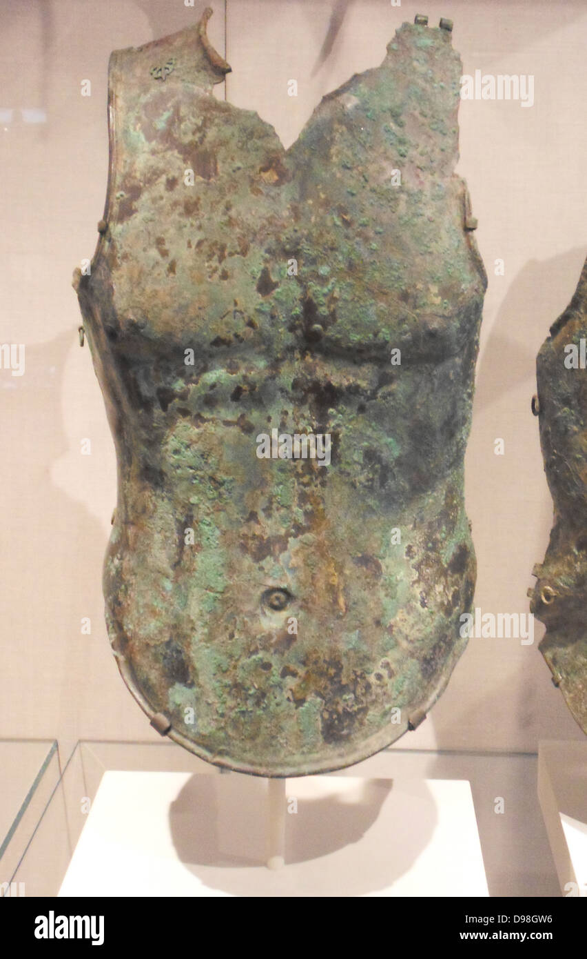 Bronze cuirass (chest armour) Etruscan 6th 5th century BC Stock Photo