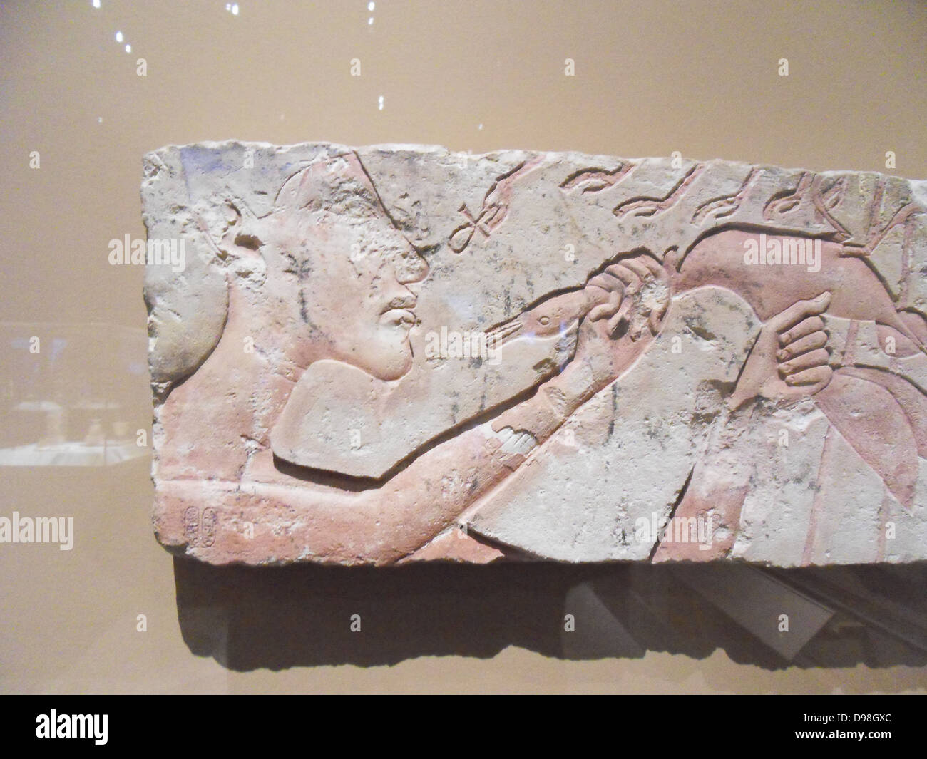 Relief fragments (Egyptian), depicting the Pharaoh Akhenaten 1353-1336 BC. Stock Photo