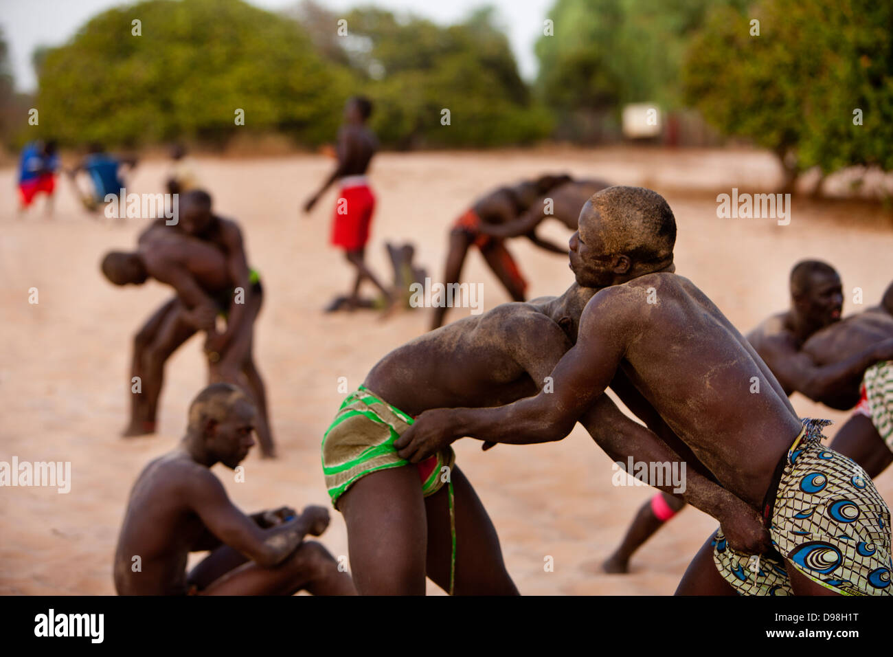 Senegalese traditional wrestling, Dionewar Senegal Stock Photo