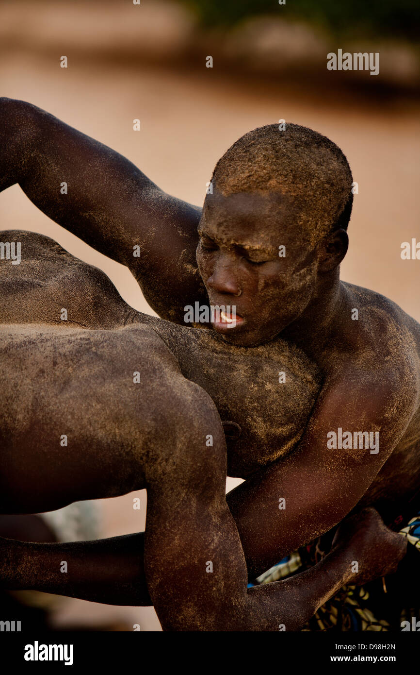 Senegalese traditional wrestling, Dionewar Senegal Stock Photo