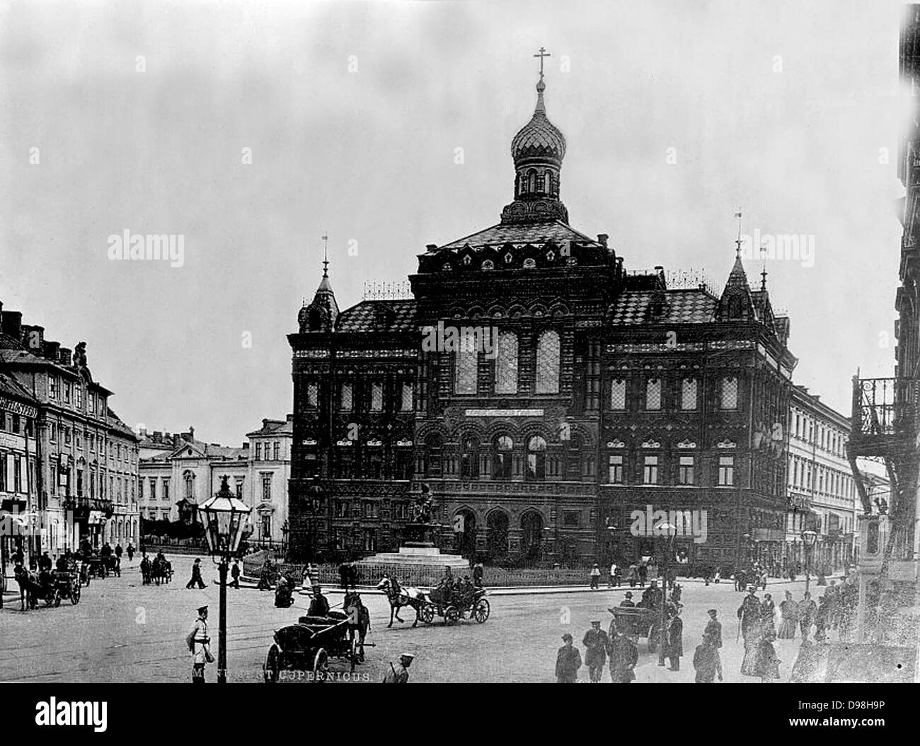 Warsaw. High school, statue of Copernicus the astronomer, between 1910 and 1926 Stock Photo
