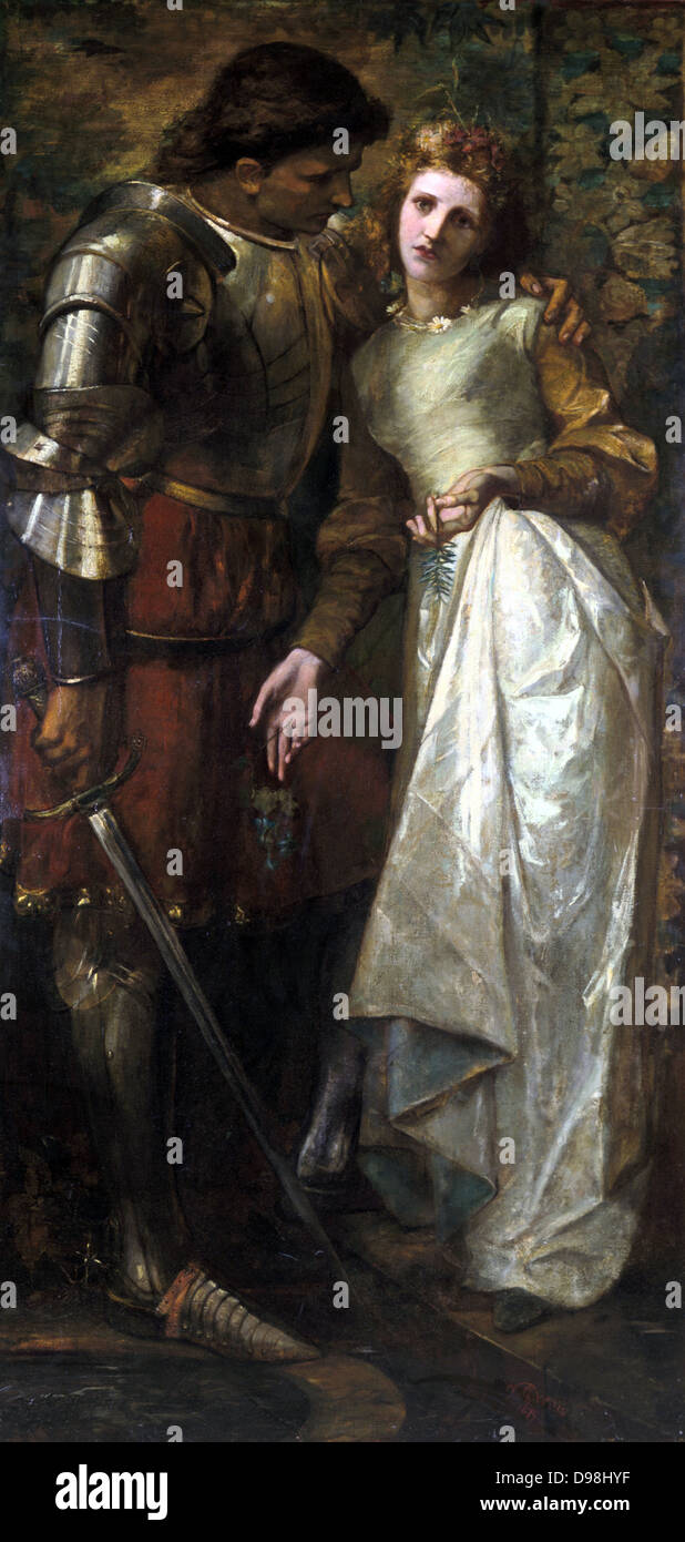 Ophelia and Laertes' oil on canvas. Painting by William Gorman Wills (1828-1891) Irish artist. Laertes comforting his sister Ophelia, and incident in the play 'Hamlet' by William Shakespeare. Stock Photo