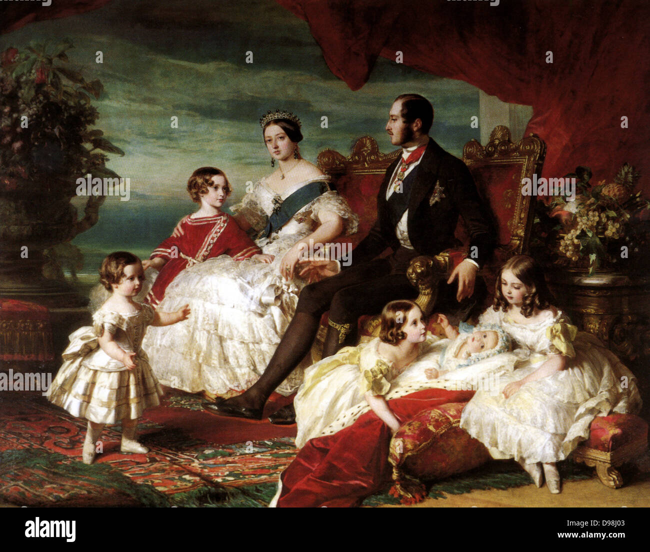 Queen Victoria, Prince Albert, and their children. Franz Xavier Winterhalter (died 1873), 1846. Oil on canvas, Stock Photo