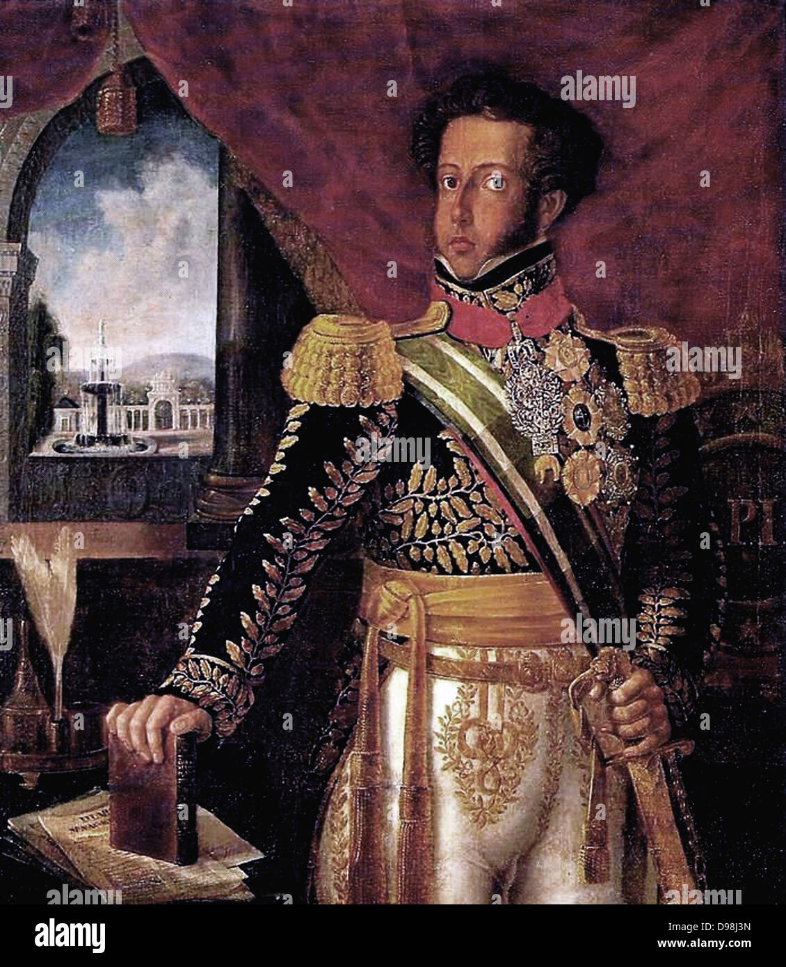 Pedro I of Brazil (1798 – 1834), founder and first ruler of the Empire of Brazil and also King of Portugal as Pedro IV, having reigned for eight years in Brazil and two months in Portugal respectively. by Manoel de Araújo Porto-alegre (1806–1879) Stock Photo