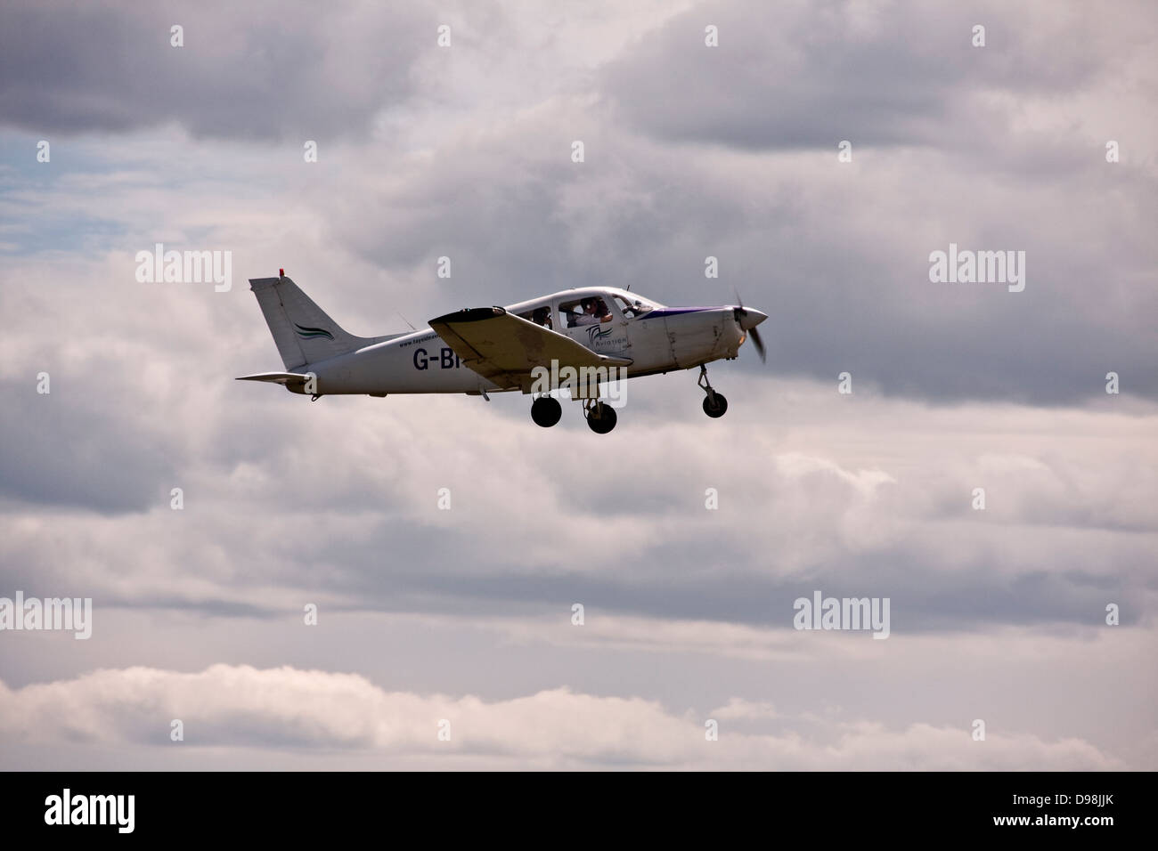 Tayside Aviation Piper PA-28 Warrior G-BIIT aircraft taking off from Dundee Airport,UK Stock Photo