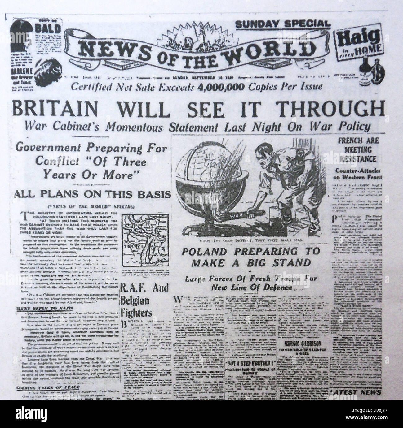 The 'News of the World' Newspaper 10th July 2011. The commemorative
