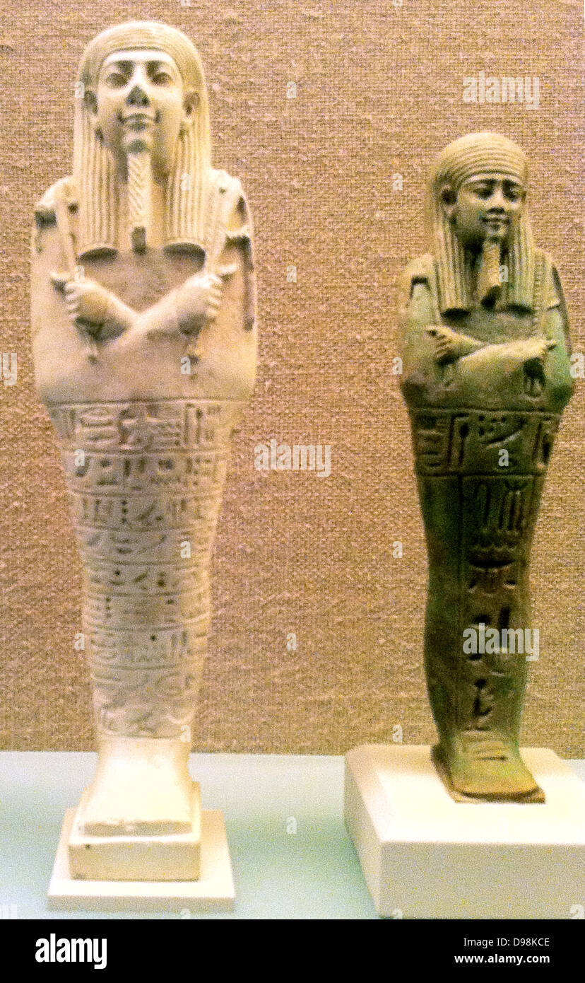 Shawabtis from the tomb of a courtier found at Sakkara. 26th Dynasty 570 - 526 BC. Stock Photo