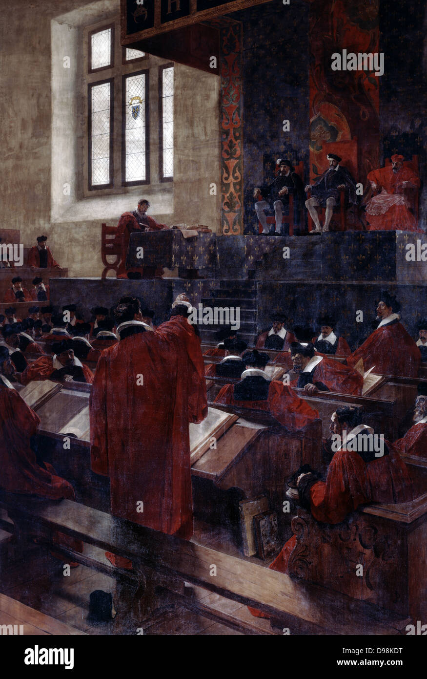 Anne du bourg and henry ii in the paris parlement hires stock