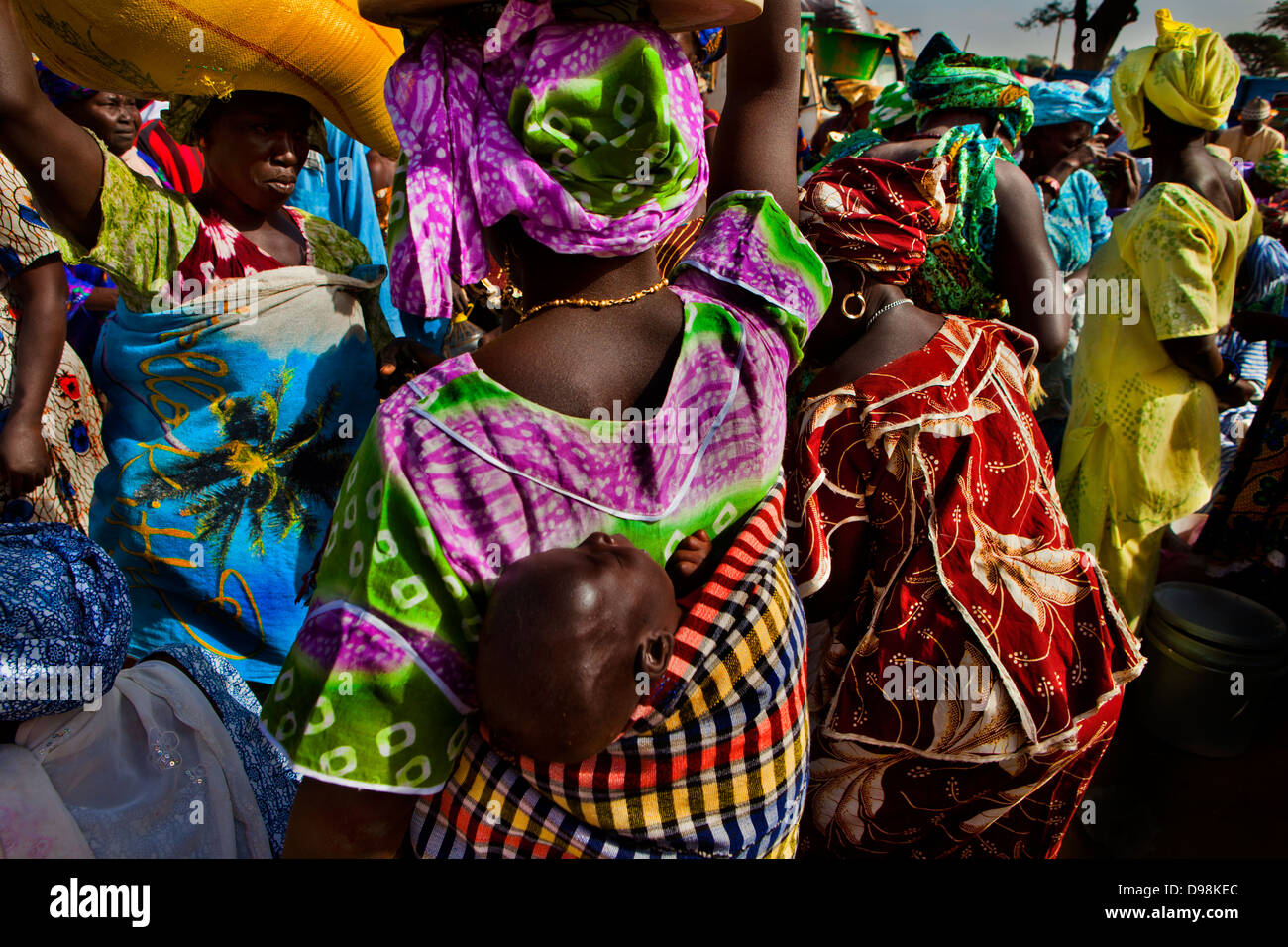 Women in a traditional bush market in the village of Mbayefaye, Senegal Stock Photo