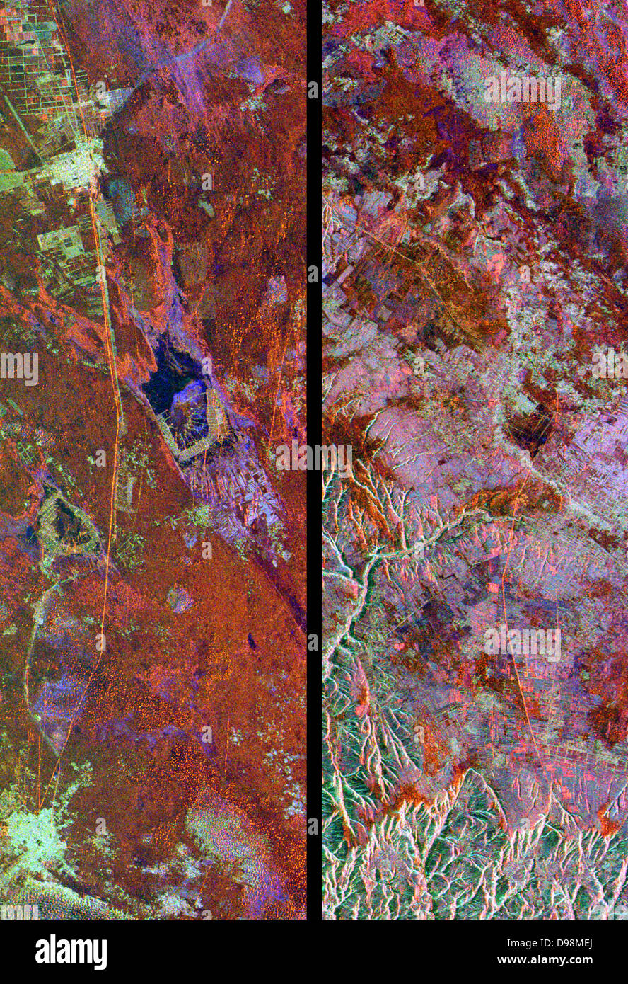 Space Radar Image Of Great Wall Of China Stock Photo Alamy