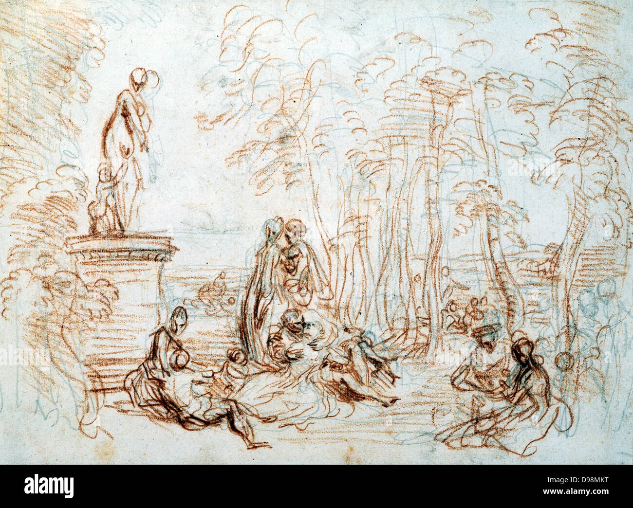 Study for 'The Pleasures of Love'. Jean-Antoine Watteau (1684-1721) French Rococo painter. Stock Photo