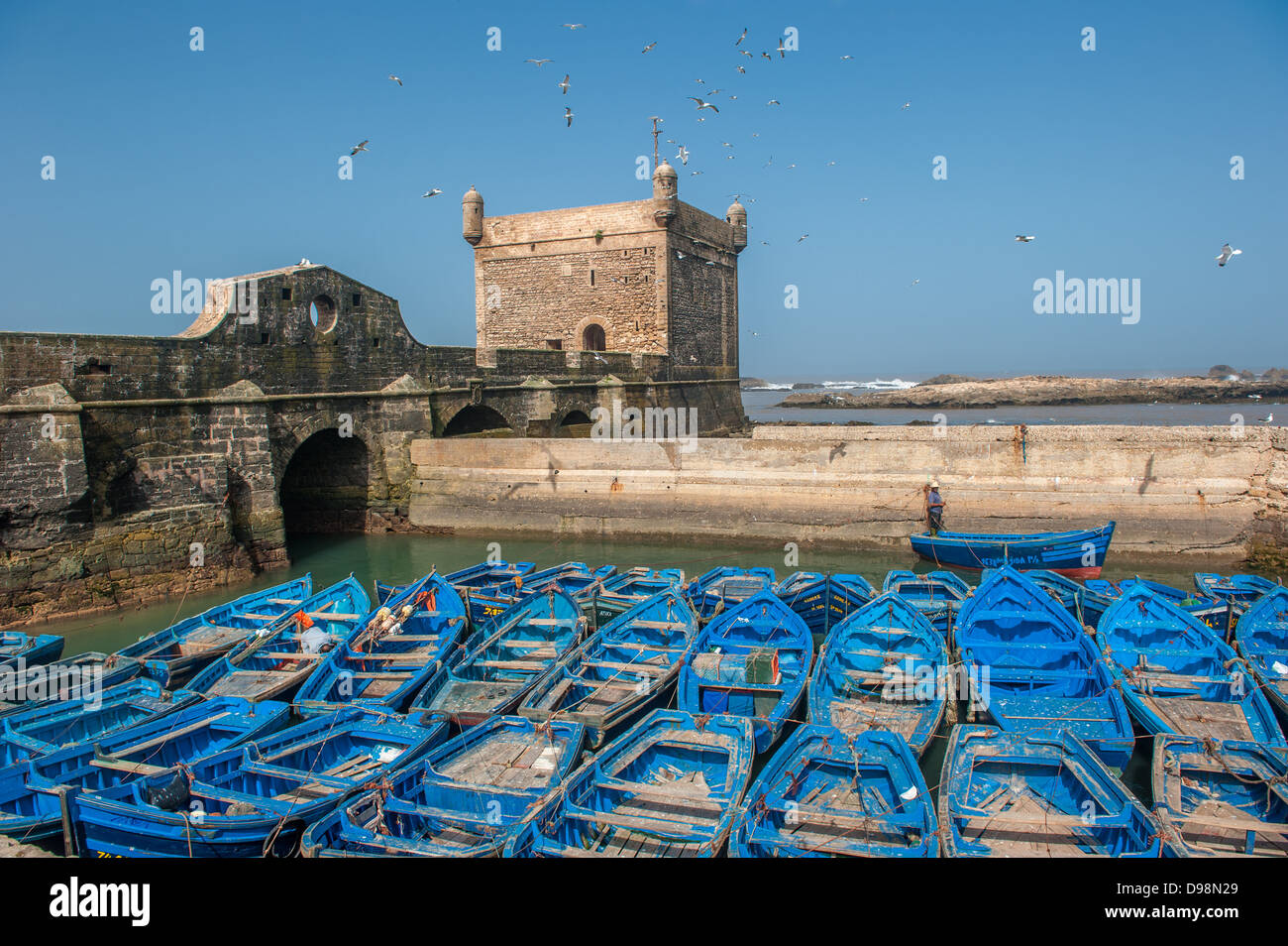 Fisherman boats in Essaouira port, Morocco Stock Photo