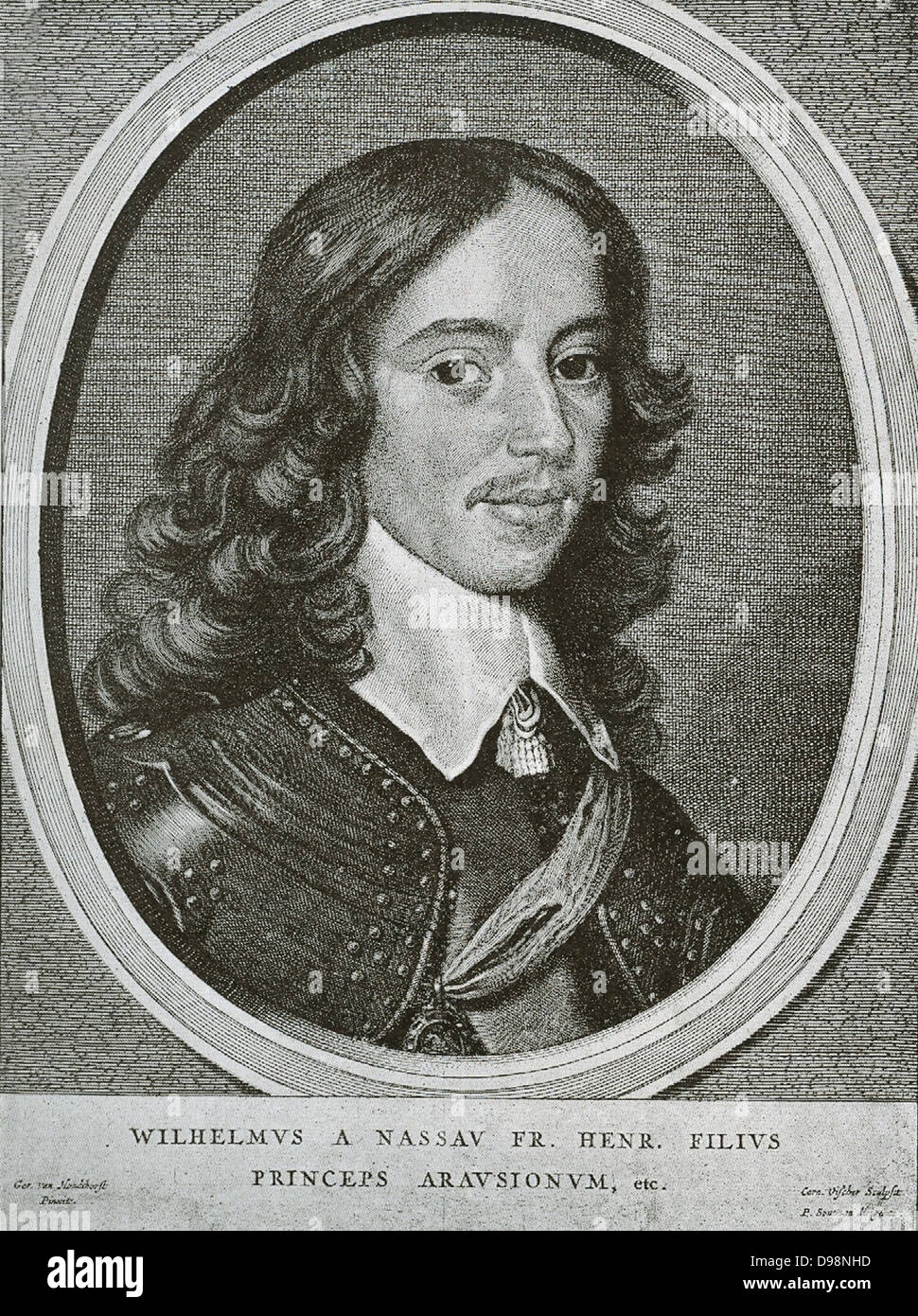 William II, Prince of Orange (1626-1650) was Sovereign Prince of Orange and Stadtholder of the United Provinces of the Netherlands from 14 March 1647 until his death three years later.  William was the son of Stadtholder Frederik Hendrik of Orange and Amalia of Solms-Braunfels. On May 2nd 1641, he married Mary Henrietta Stuart, the Princess Royal, eldest daughter of King Charles I of England and Queen Henrietta Maria in the Chapel Royal Whitehall Palace, London.  In 1648 he opposed acceptance of the Treaty of Minster, despite the fact that it recognised the independence of the Netherlands. Stock Photo