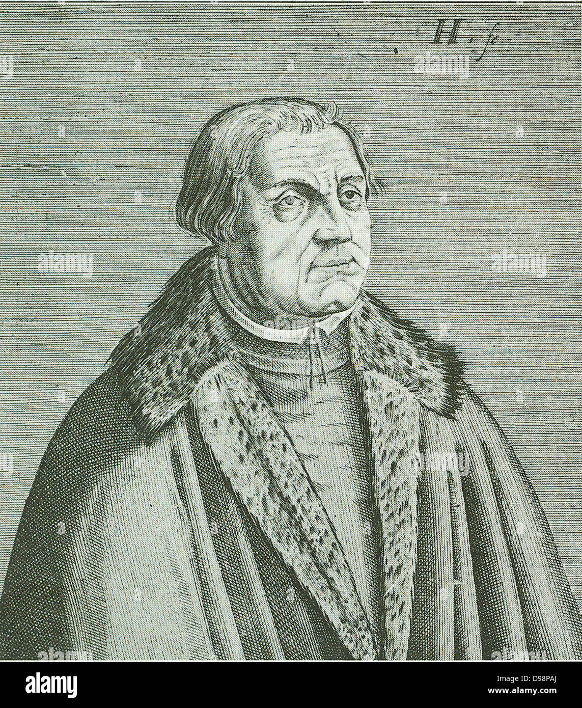 Martin Luther (1483-1546) made his solemn and public protest against the abuses in connection with the sale of indulgences in 1517.  He was summoned before the Diet of Worms in 1521.  During his stay in Wartburg he translated the Scriptures into German. Stock Photo