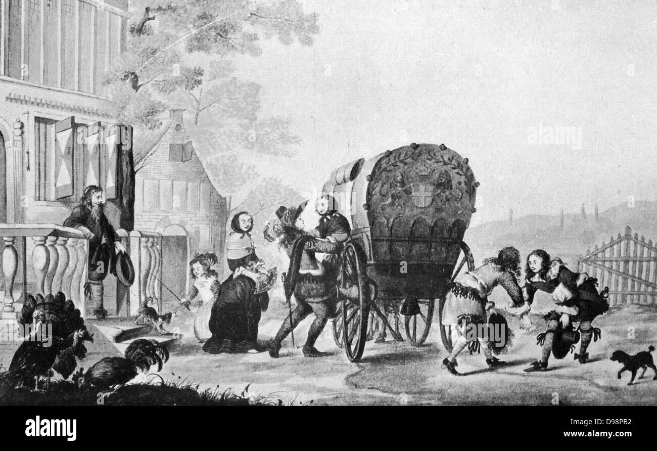 Picture of an oldDutch country house. A welltodo family has just