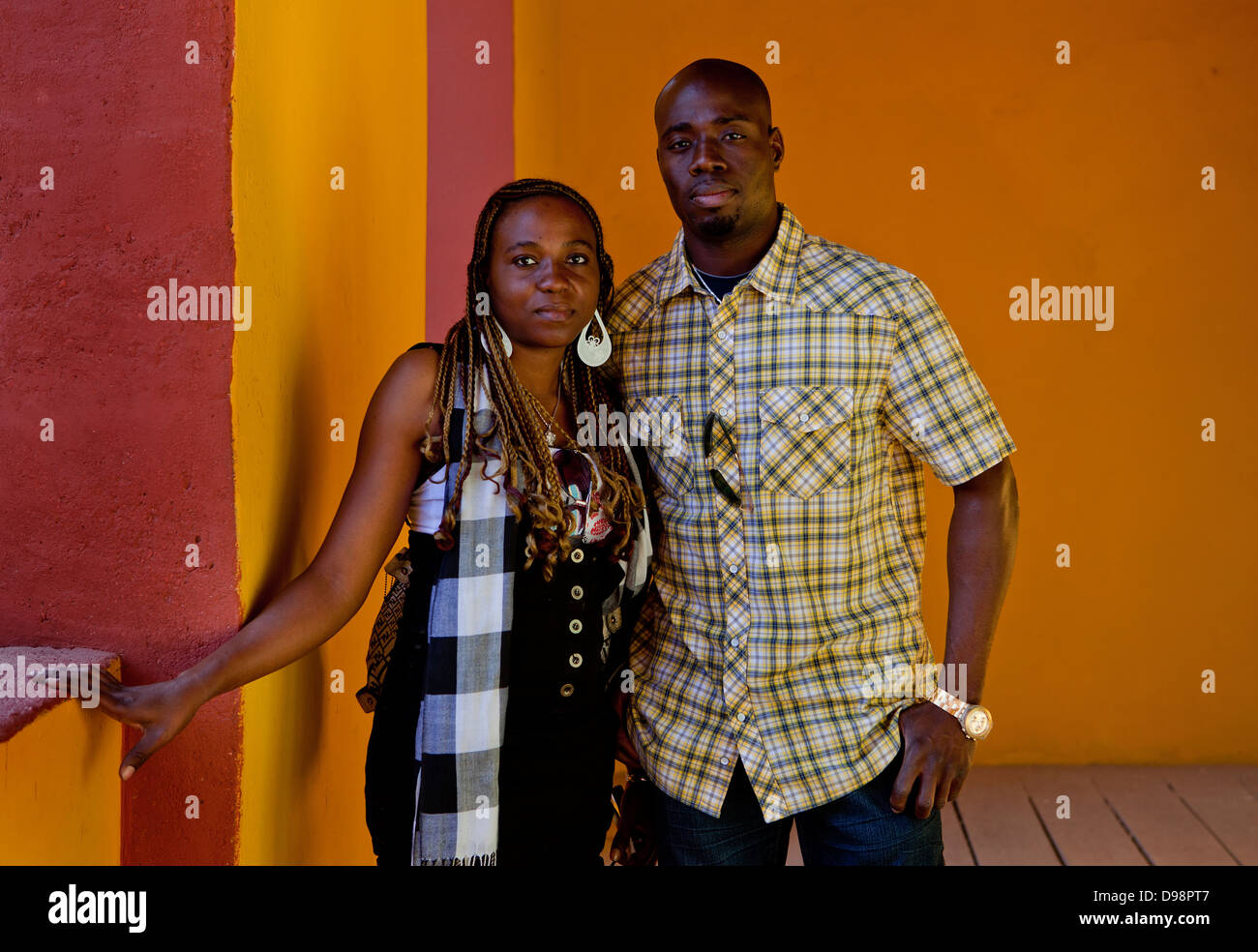 Sengalese couple visiting the House of Slaves, Goree island, Dakar, Senegal. Stock Photo