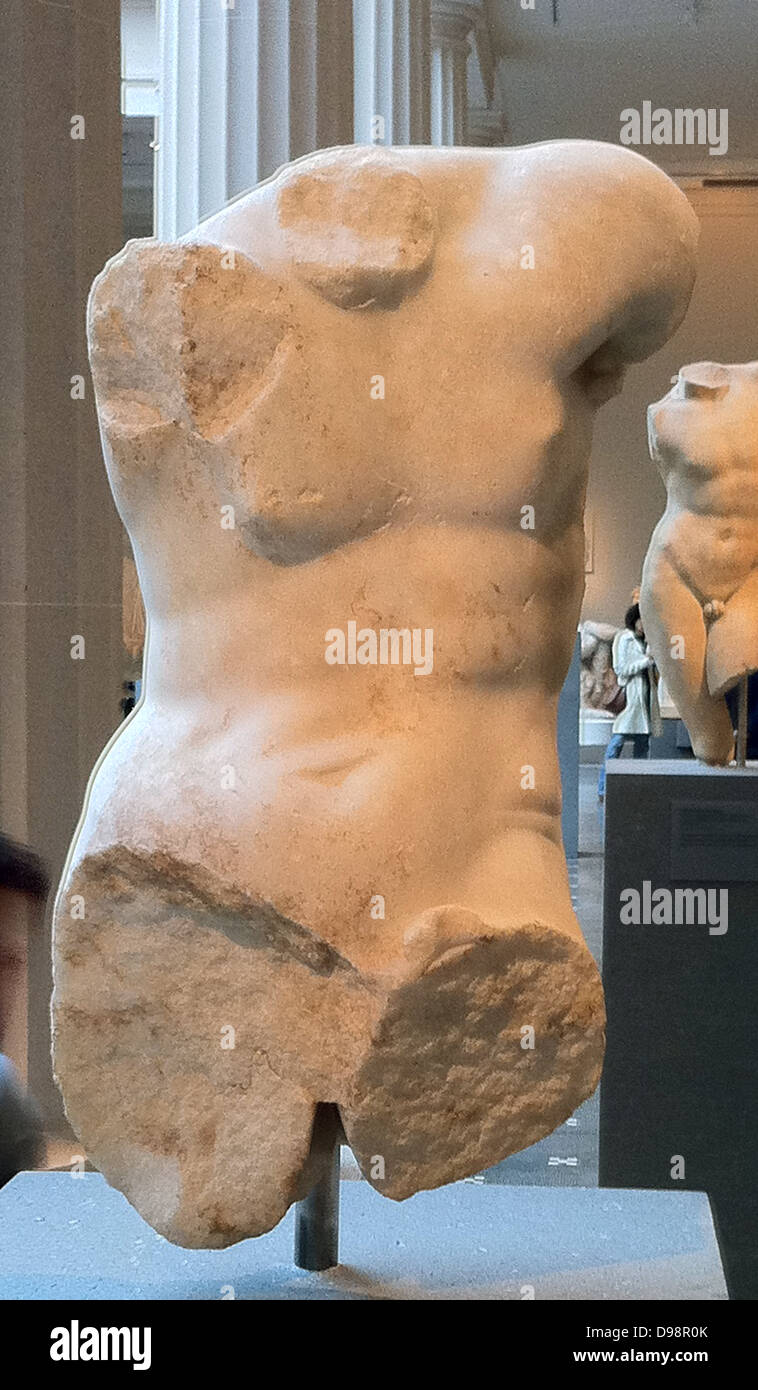 Part of a marble statue of a man. Roman copy of a Greek statue. 1-2 nd ...